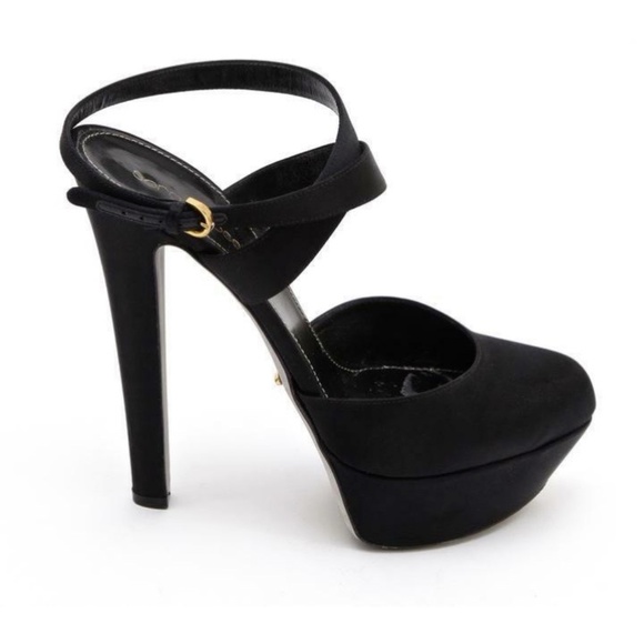 Sergio Rossi | Shoes | Sergio Rossi Black Satin Pump Leather  Sergio Rossi Platform Black Satin Pump Leather MILADY 105mm Ankle 38